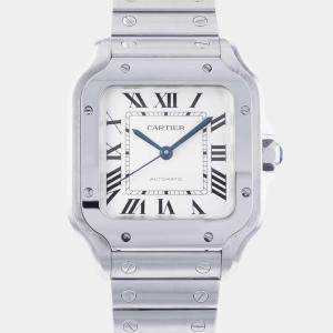 Cartier Silver Stainless Steel Santos Automatic Men's Wristwatch 35 mm
