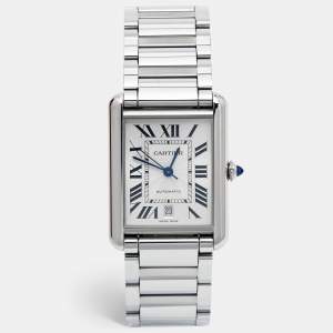Cartier Silver Stainless Steel Tank Must WSTA0053 Men's Wristwatch 31 mm