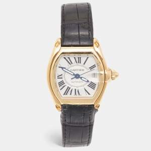 Cartier White Yellow Gold Roadster Automatic Men's Wristwatch
