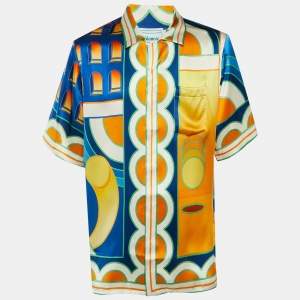 مملوكة مسبقًا Casablanca Tennis Club Multicolor Printed Cuban Collar Short Sleeve Shirt M