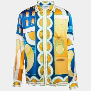 Casablanca Multicolor Paysage Print Satin Silk Shirt M