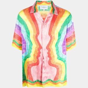 Casablanca Multicolor Mind Vibrations Print Satin Silk Shirt S