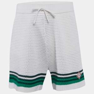 Casablanca White Striped Crochet Tennis Club Shorts M