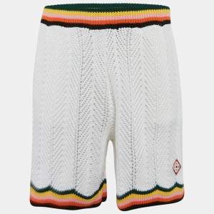 Casablanca White Striped Crochet Tennis Club Shorts L