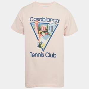 Pre Owned Casablanca Pink Printed Jersey Tennis Club T-Shirt M