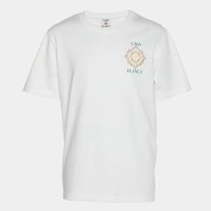 Pre Owned تي شيرت كازابلانكا أبيض جيرسي بطبعة شعار مقاس متوسط