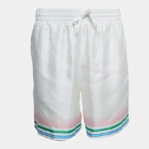 Casablanca Tennis Club Striped Satin Shorts L