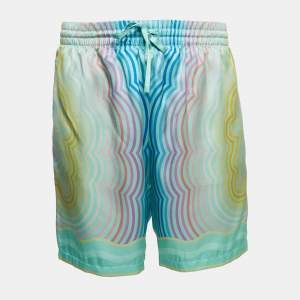 Casablanca Blue Printed Satin Silk Masao San Shorts L