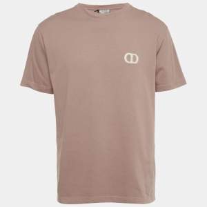 Pre Owned Dior Homme Metal Rose Pink Cotton Logo Detail Crew Neck T-Shirt M