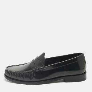 Pre Owned Celine Black Leather Penny Loafers Size 42