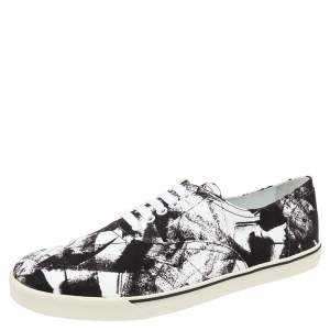 Celine Black/White Canvas Lace Up Sneakers Size 42
