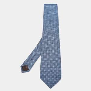 Celine Vintage Blue Print Silk Tie