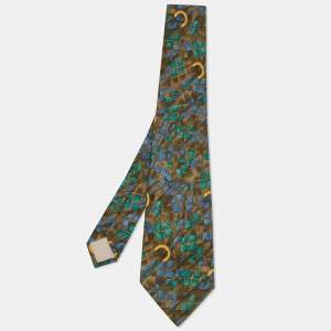 Celine Vintage Multicolor Printed Silk Tie