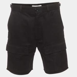 Pre Owned Celine Black Gabardine Frayed Hem Cargo Shorts M