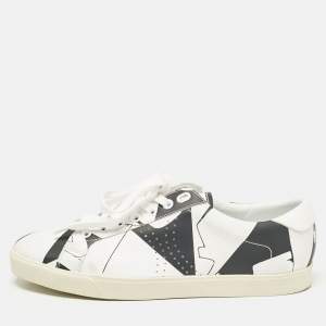 Celine White/Black Print Leather Triomphe Sneakers Size 41