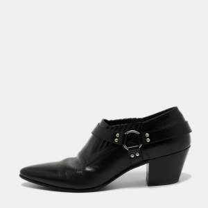 Celine Black Leather Ankle Length Boots Size 46
