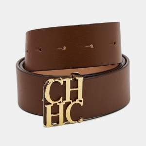 CH Carolina Herrera Brown Leather CH Belt 100CM
