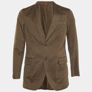 CH Carolina Herrera Brown Cotton and Linen Single Breasted Blazer M