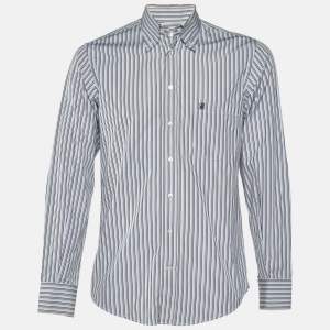 CH Carolina Herrera Multicolor Stripe Logo Embroidered Cotton Shirt M