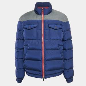 CH Carolina Herrera Blue Synthetic Detachable Hood Down Jacket M