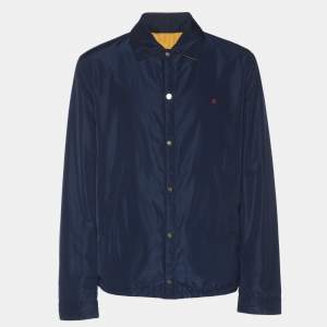 Pre Owned CH Carolina Herrera Navy Blue/Yellow Nylon CH Logo Reversible Jacket M