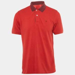 مملوكة مسبقًا CH Carolina Herrera Red Pique Polo T-Shirt L
