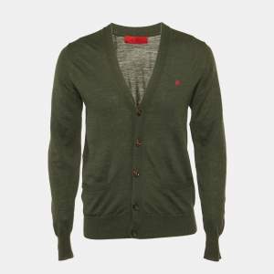 Pre Owned CH Carolina Herrera Grey Wool Knit Cardigan S