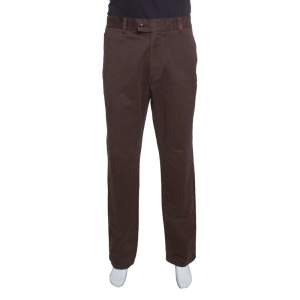 Pre Owned CH Carolina Herrera Brown Cotton Straight Trousers 3XL