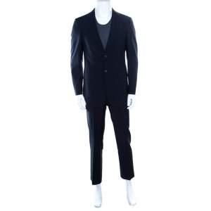 CH Carolina Herrera Navy Blue Wool Contrast Lined Tailored Suit M