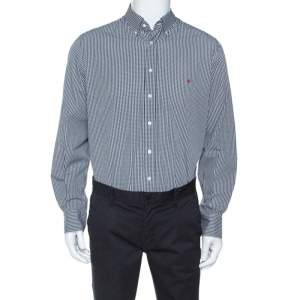 CH Carolina Herrera Monochrome Checked Cotton Button Down Collar Shirt XL