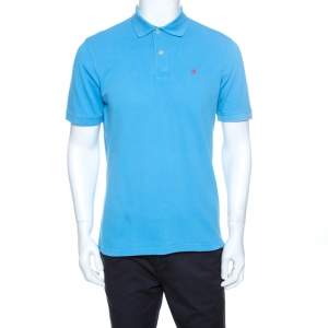 CH Carolina Herrera Blue Pique Cotton Polo T Shirt M