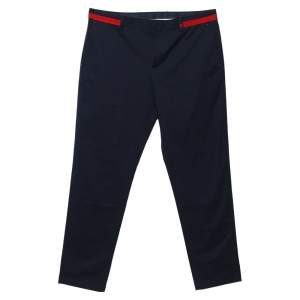 Pre Owned CH Carolina Herrera Navy Blue Cotton Trim Detail Pants XXL
