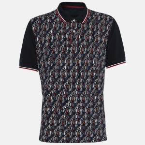 CH Carolina Herrera Navy Blue Logo Printed Cotton Pique Polo T-Shirt XXL