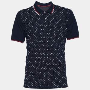 CH Carolina Herrera Navy Blue Logo Print Cotton Pique Polo T-Shirt XXL