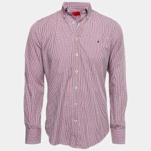 CH Carolina Herrera Navy Blue/Red Plaid Cotton Full Sleeve Shirt M
