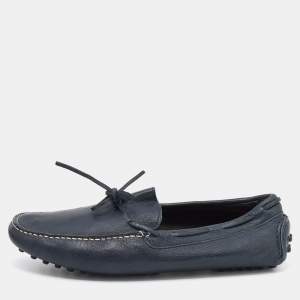 CH Carolina Herrera Navy Blue Leather Slip On Loafers Size 41