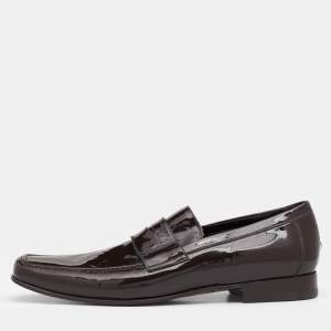 CH Carolina Herrera Brown Patent Leather Penny Loafers Size 42.5