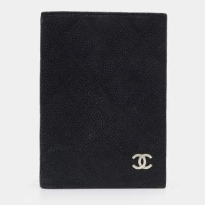 Chanel Black Quilted Caviar Leather CC Passport Holder