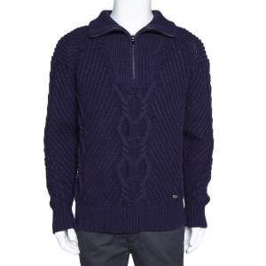 Chanel Indigo Wool Cable Knit Pullover M