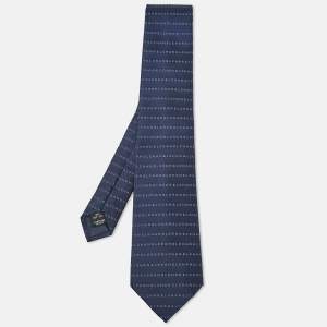 Chanel Blue Logo Pattern Silk Tie 