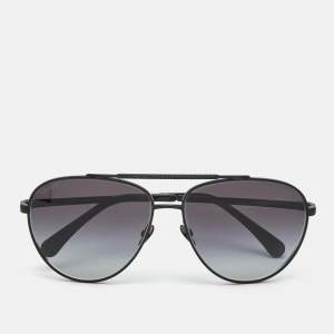 Pre Owned Chanel Matte Black Gradient 4279-B Crystals Aviator Sunglasses
