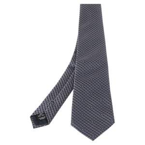 Chanel Navy Blue Geometric Jacquard Silk Tie