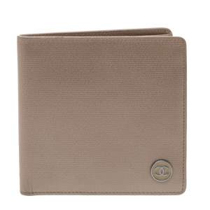 Chanel Metallic Beige Leather Bifold Wallet