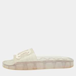 Pre Owned Chanel CC Size 40 Transparent Jelly Flat Slide