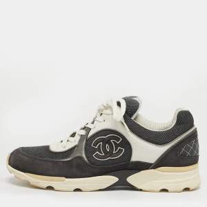 مملوكة مسبقًا حذاء رياضي شانيل سي سي جلد وسويدي متعدد الألوان برباط مقاس 41