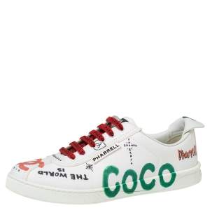 Chanel x Pharrell White Canvas Graffiti Low-Top Sneakers Size 41