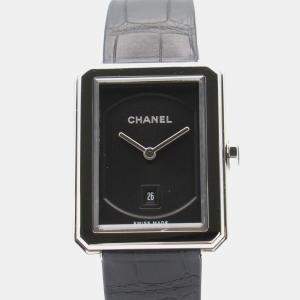 Chanel Black Stainless Steel Boy-Friend H4884 Quartz Men's Wristwatch 34 mm