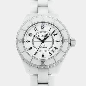 Chanel White Ceramic J12 Automatic Men's Wristwatch 38 mm