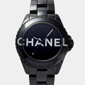 Chanel Black Stainless Steel Ceramic J12 H7418 Automatic Men's Wristwatch 38 mm