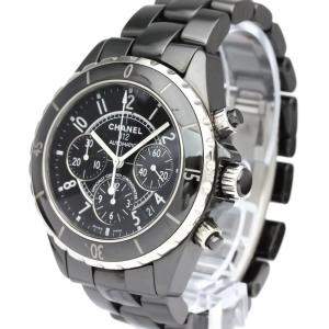Chanel Black Ceramic And Stainless Steel J12 H0940 Chronograph Automatic Men's Wristwatch 41 MM 